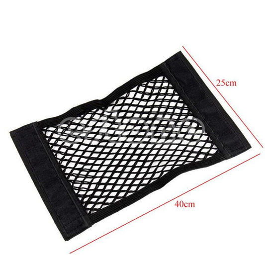 Rear trunk back seat elastic string net mesh storage bag