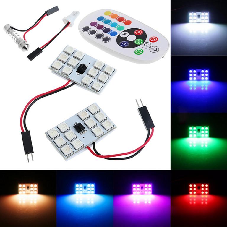 Smd rgb 12 led car light signal lamp bulb remote control