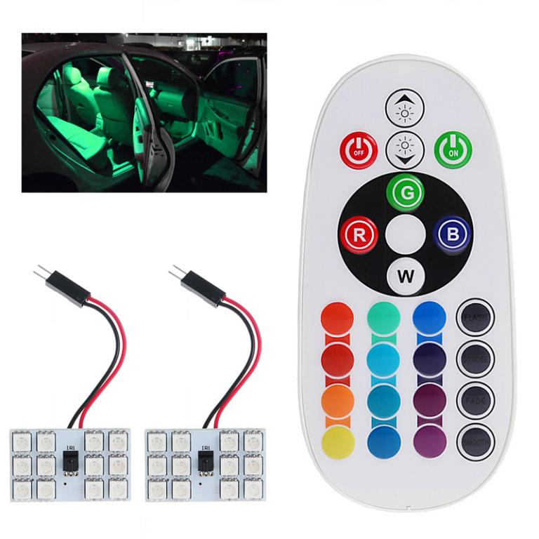 Smd rgb 12 led car light signal lamp bulb remote control