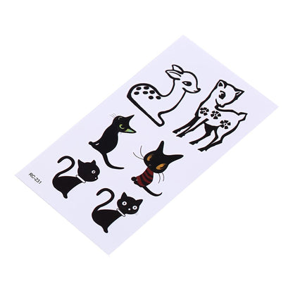 Body art glitter tattoo stickers black cat deer pattern