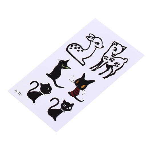 Body art glitter tattoo stickers black cat deer pattern