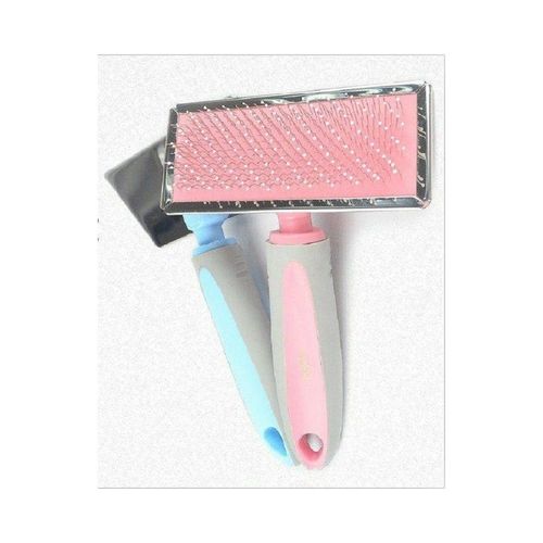 Brush grooming slicker for cat & dog large pink