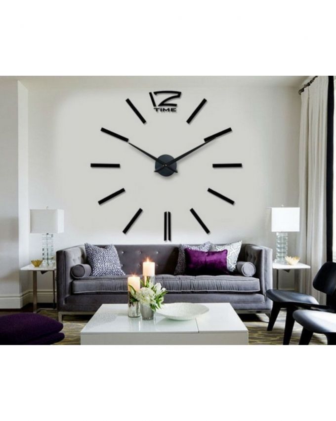 Diy analog wall clock line - black