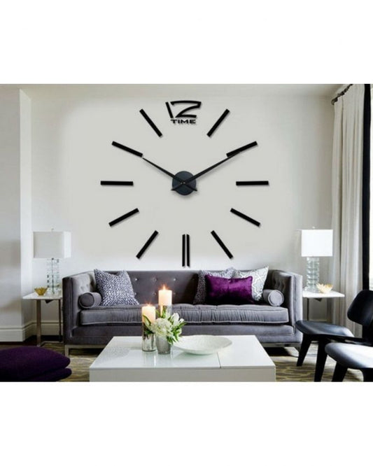 Diy analog wall clock line - black