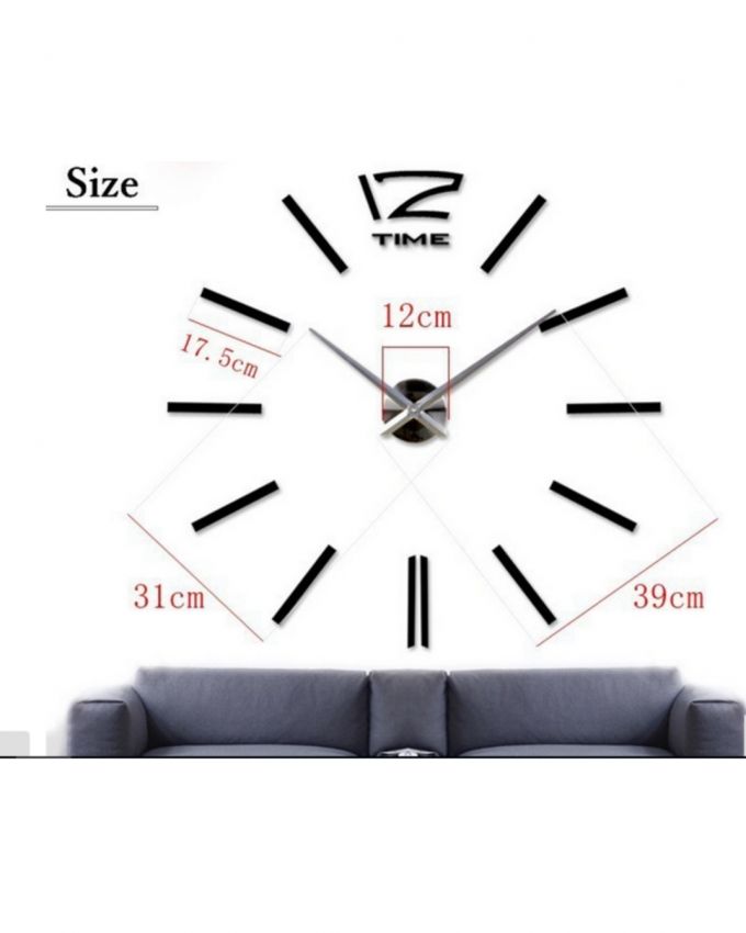 Diy analog wall clock line - black