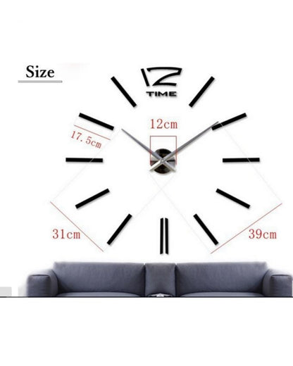 Diy analog wall clock line - black