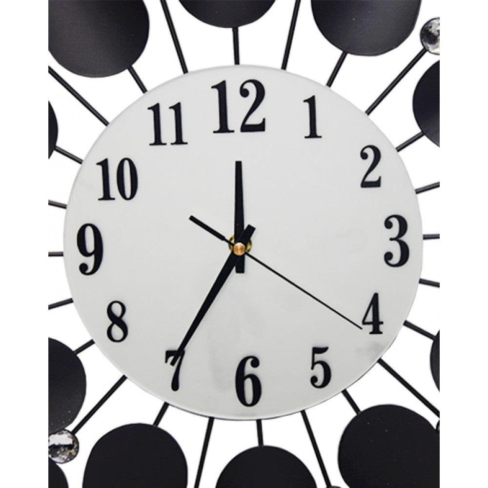 Diamante spiral wall clock black and silver