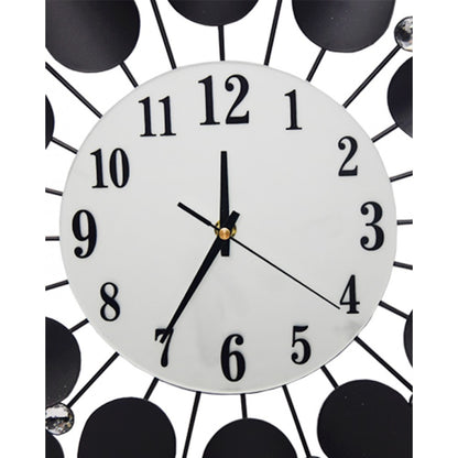 Diamante spiral wall clock black and silver