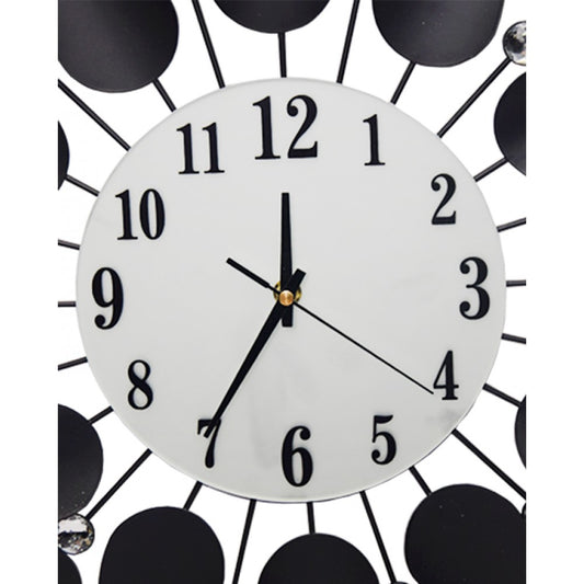 Diamante spiral wall clock black and silver