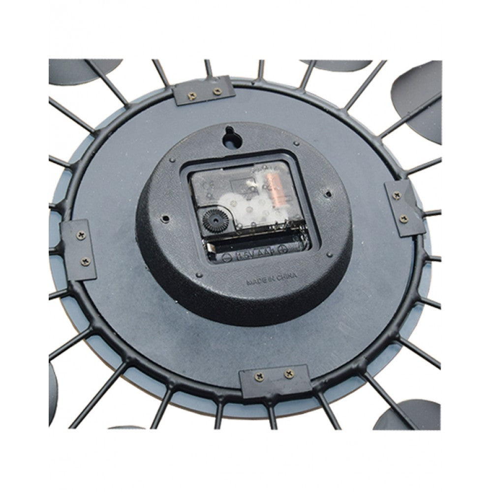 Diamante spiral wall clock black and silver