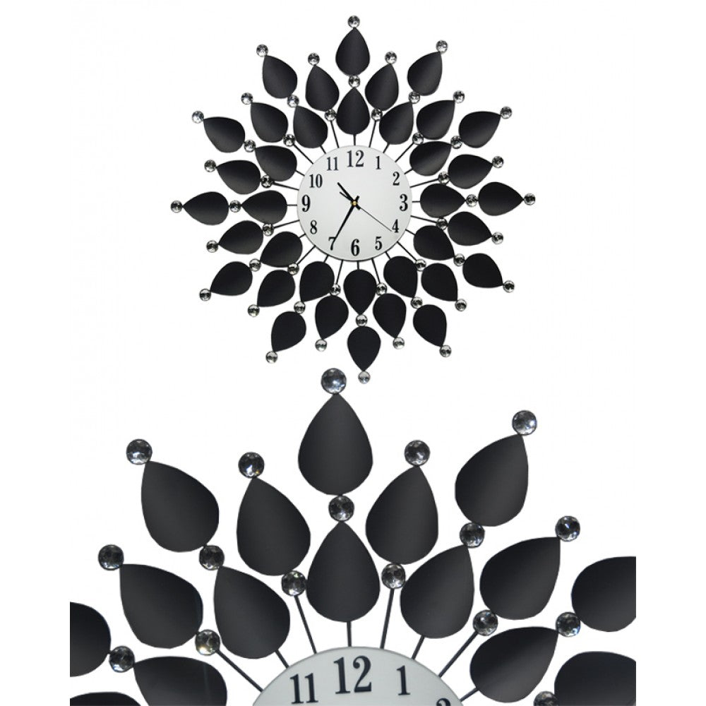 Diamante spiral wall clock sunshine shape