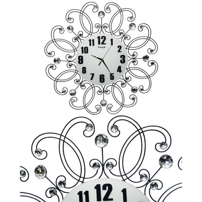 Diamante spiral wall clock flower shape