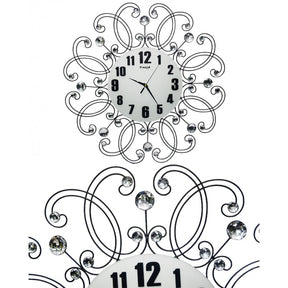 Diamante spiral wall clock flower shape