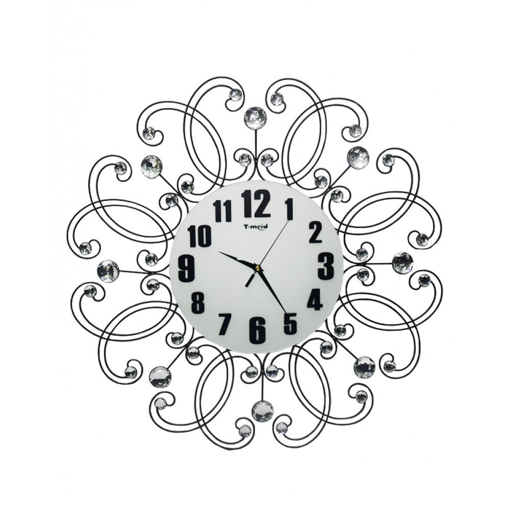 Diamante spiral wall clock flower shape