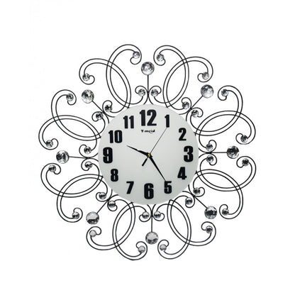Diamante spiral wall clock flower shape
