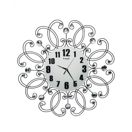 Diamante spiral wall clock flower shape