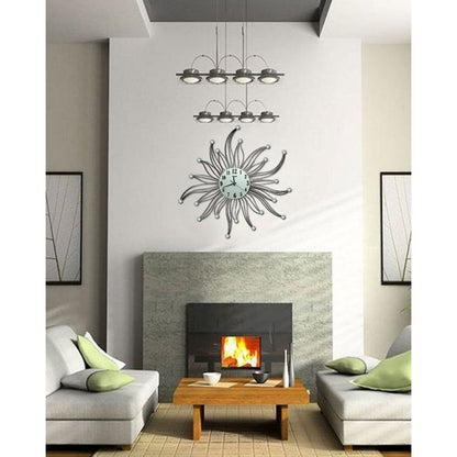 Diamante spiral wall clock silver and black