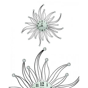 Diamante spiral wall clock silver and black
