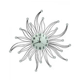 Diamante spiral wall clock silver and black