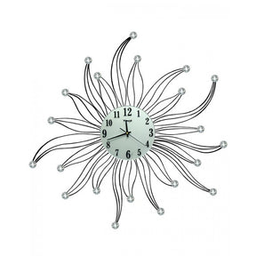 Diamante spiral wall clock silver and black