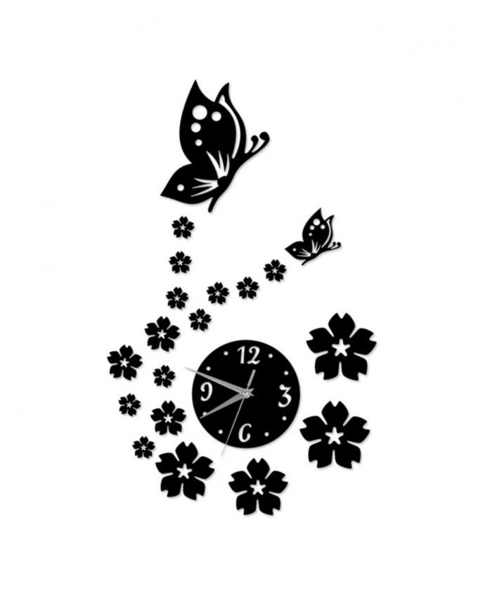 Diy wall clock modern design 3d - black