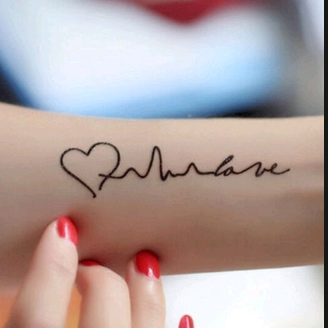 Heart wave body art waterproof temporary tattoo-pack of 3