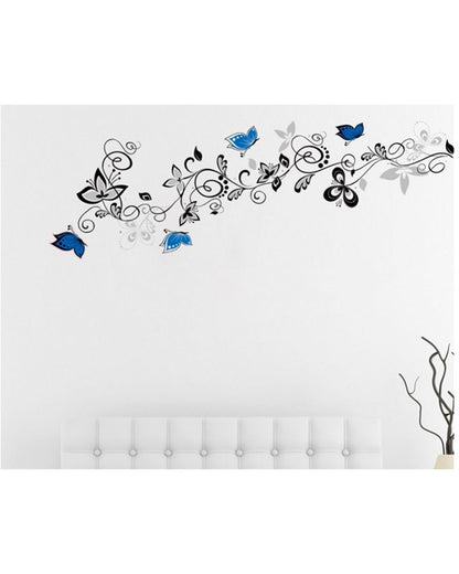 Flower vine wall sticker - blue 130 cm