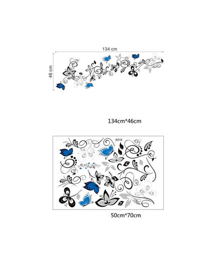 Flower vine wall sticker - blue 130 cm