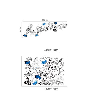 Flower vine wall sticker - blue 130 cm