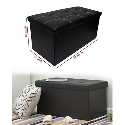 Folding storage ottoman coffee table foot rest stool - black