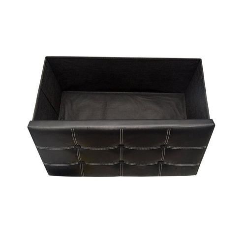 Folding storage ottoman coffee table foot rest stool - black