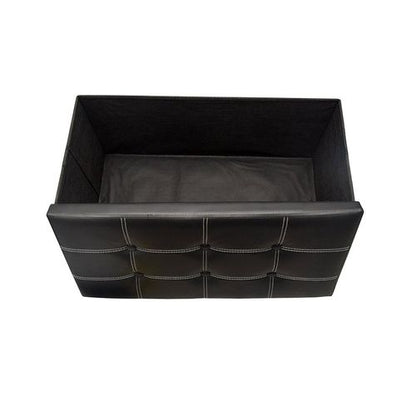 Folding storage ottoman coffee table foot rest stool - black