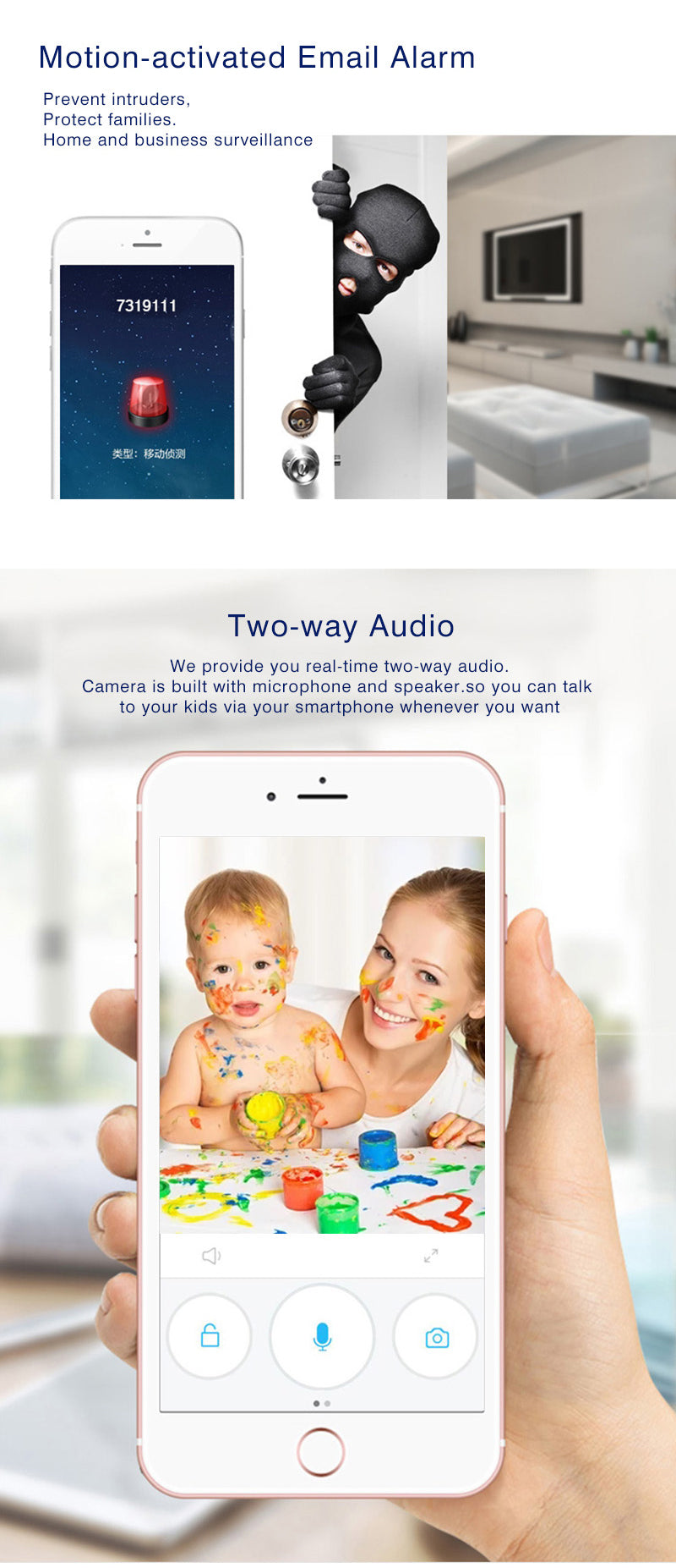 Three antennas wifi security camera