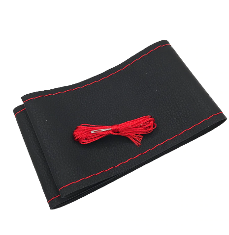 Original leather the steering-wheel cover with needle