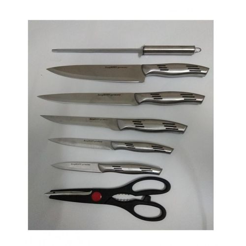 Set of 8pc - stainless steel knife set and holder- black