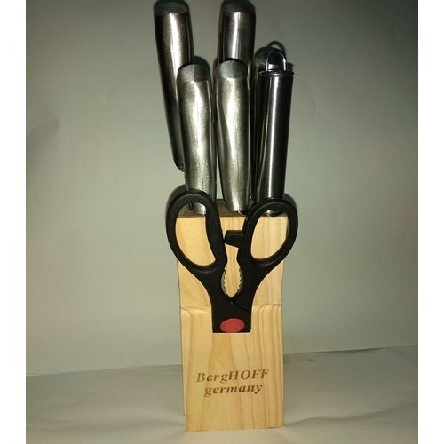 Set of 8pc - stainless steel knife set and holder- black