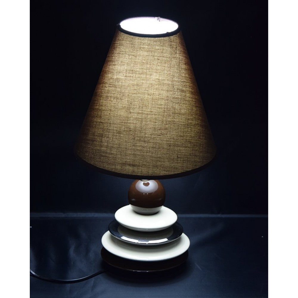 Side table ceramic lamps - plates - brown