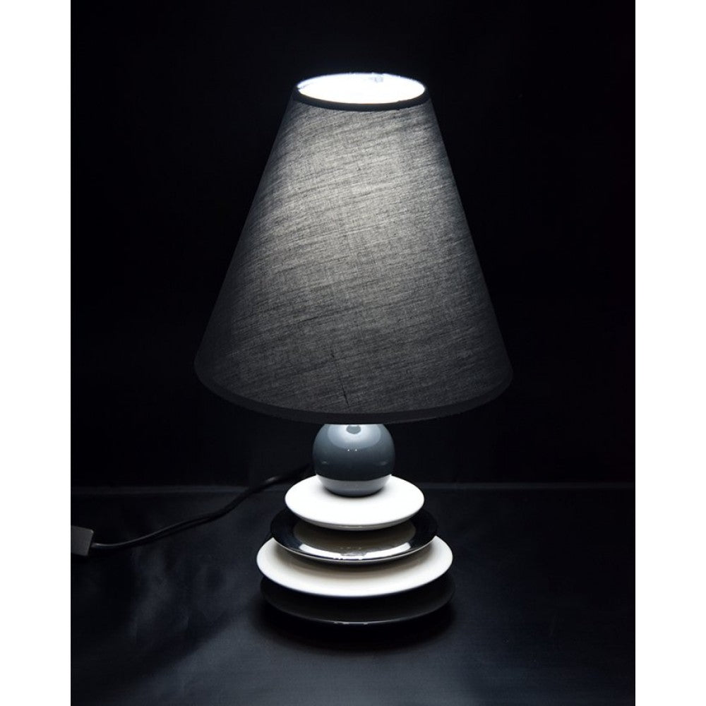 Side table ceramic lamps - plates - grey