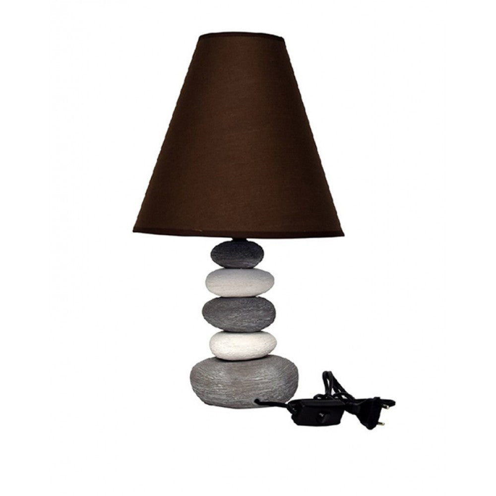 Side table ceramic lamps - stones - brown