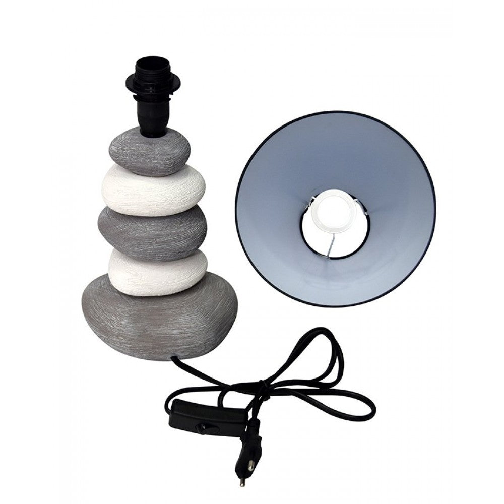 Side table ceramic lamps - stones - grey