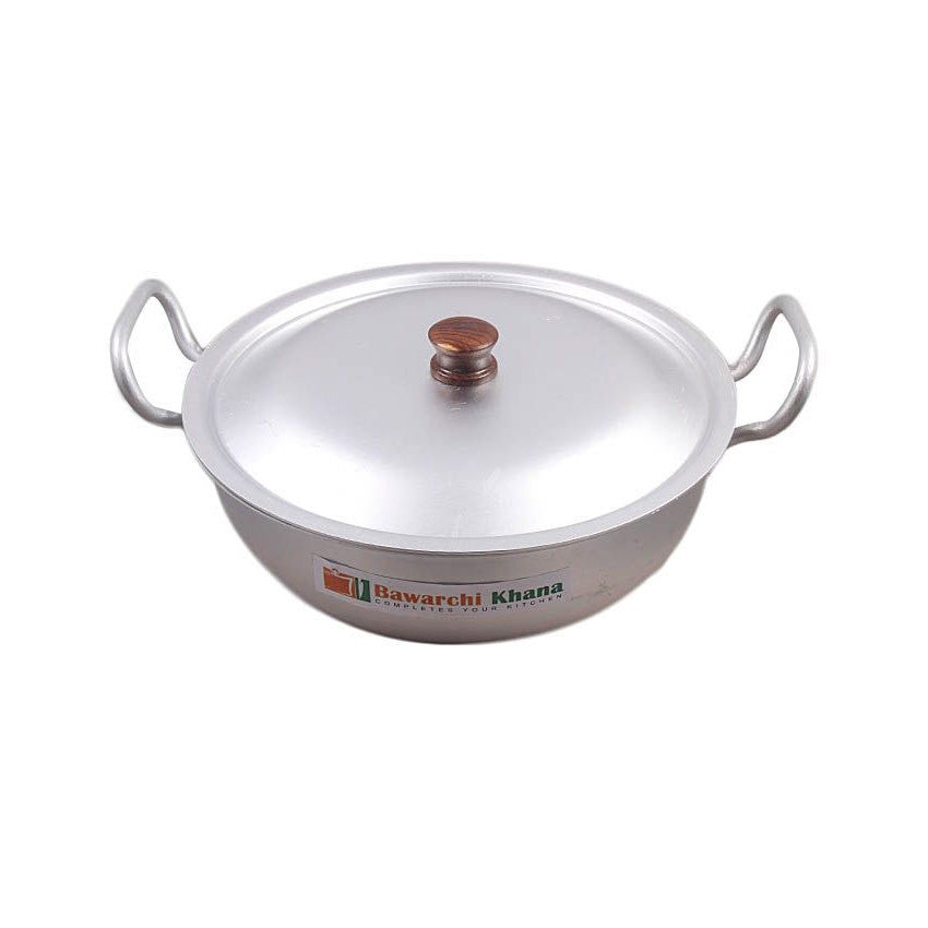 Silver steel wok with lid silver