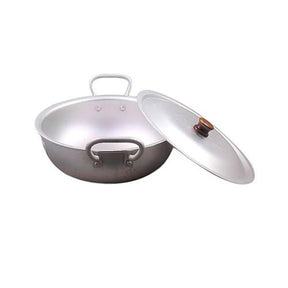 Silver steel wok with lid silver