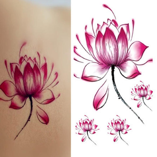 Temporary body art lotus flower tattoo