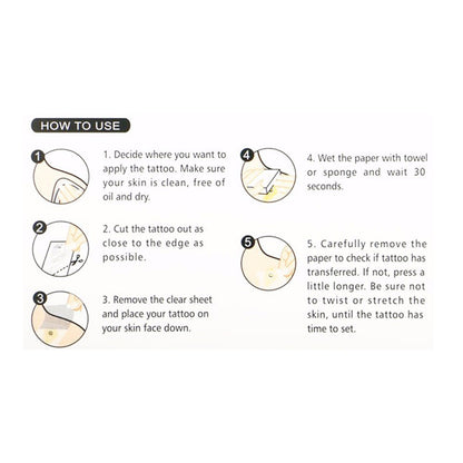 Feather wing english alphabet moon pattern waterproof tattoo