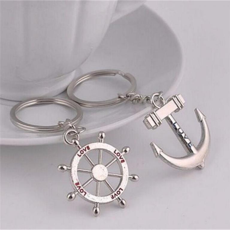 1 pair anchor key ring metal