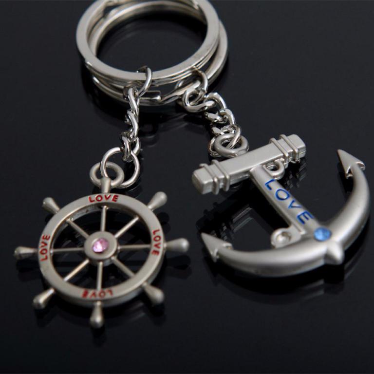 1 pair anchor key ring metal