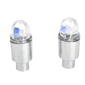 Pack of 4 neon blue strobe led tire valve caps car-styling