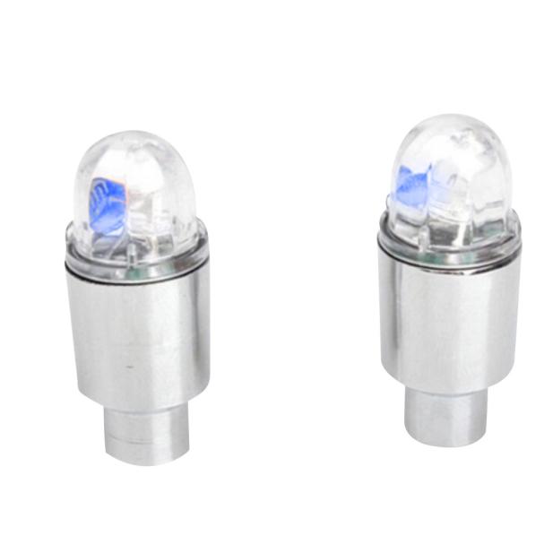 Pack of 4 neon blue strobe led tire valve caps car-styling