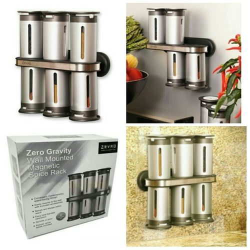 Zero gravity wall mounted magnetic spice rack