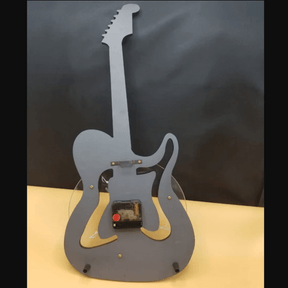 Guitar shaped wall clock black